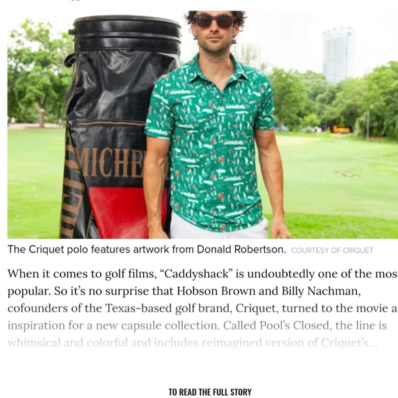 Criquet X Donald Robertson Par 3 Pool's Closed Golf Polo - L - Picture 1 of 15